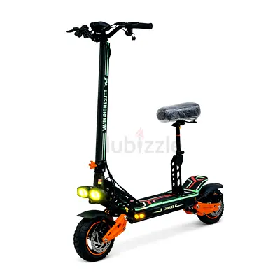 Electric scooter with seat — LED headlights  suspension
