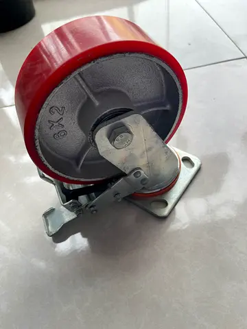 6x2 Heavy-Duty Polyurethane Swivel Caster Wheel with Brake new