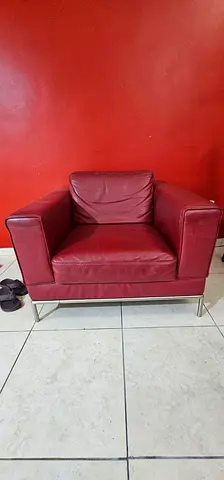 Red Leather Armchair — Single Comfortable Sofa Chair