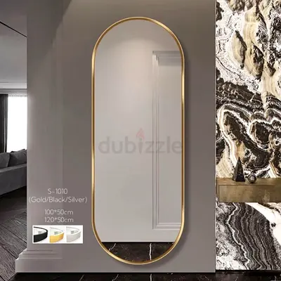 Gold-framed Full-length Oval Wall Mirror - 100x50 / 120x50 cm
