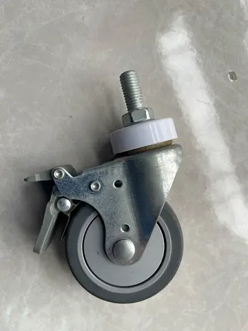 Swivel caster wheel with threaded stem and brake 3 inch