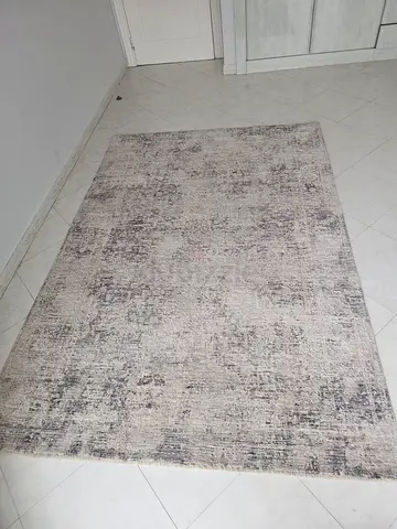 Lightly used neutral grey-beige abstract/modern area rug