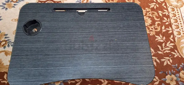 Portable lap desk with phone/tablet slot and cup holder