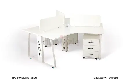 Modern 3 Person Workstation Desk