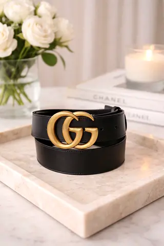 GG Black Leather Belt Perfect