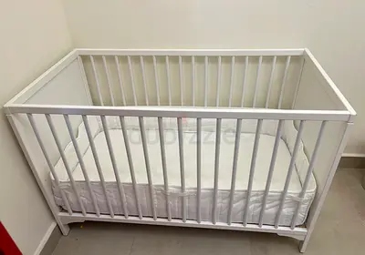 IKEA Baby Cot with Mattress, Mattress Protector and Bumper Pad