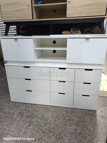 White Entertainment Unit with Multiple Drawers