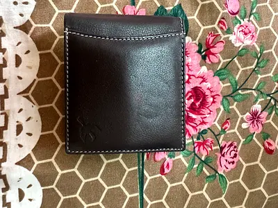 My dark brown leather mens bifold wallet - good used condition
