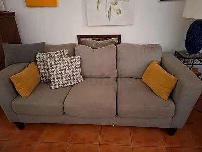 Grey 3-seater fabric sofa - good condition