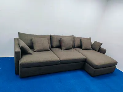 Crate and barrel chocolate brown Deep Lshape Sofa