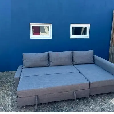 Grey L-shaped Convertible Sofa Bed with Chaise