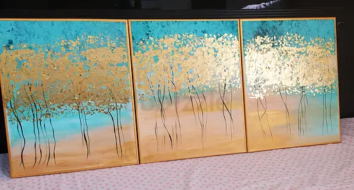 Elegant Triptych Wall Art 100% hand painted