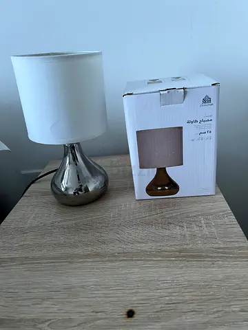 Home Centre small table, bedside lamp with light bulb