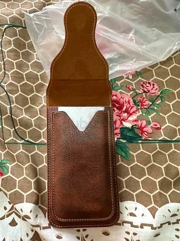 Brown leather flip sleeve for smartphone (gently new