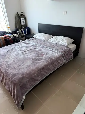 IKEA MALM Bed Frame, High, 160x200 cm + IKEA Chest Of 2 Drawers, 40x55 cm + IKEA Mattress