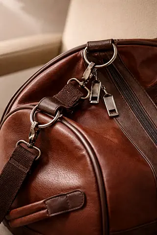 Brown Genuine Leather Duffel Bag - Good Condition