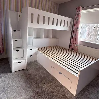Bunk bed with stair storage and underbed drawers