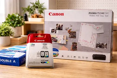 Canon PIXMA TS340 Wireless All‑in‑One Printer — Boxed with Extra Ink