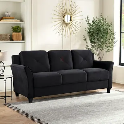 Extra soft black velvet 3 seater sofa