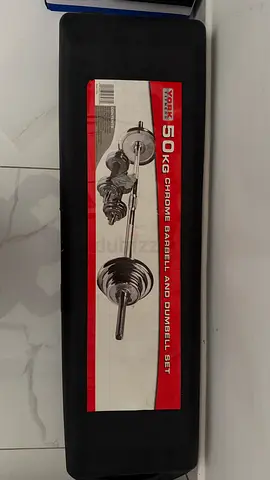 York 50kg Chrome Barbell and Dumbbell Set - Complete