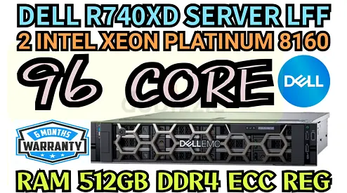 DELL R740XD SERVER LFF 512GB RAM DDR4 ECC 96 CORE 2 INTEL XEON PLATINUM 8160 HARD DRIVE 24TB SAS