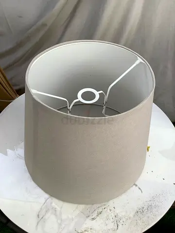 Beige fabric drum lampshade