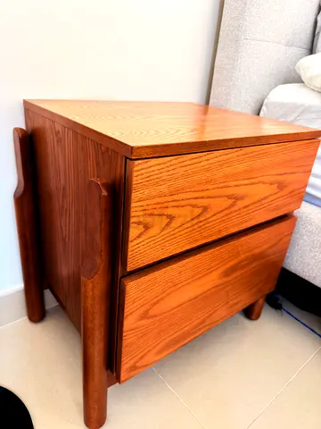 Solid Wood Nightstand - 2-Drawer Bedside Table (Good Condition)