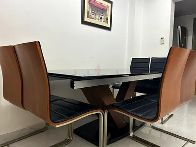 Stylish Black Dining Table with Chairs