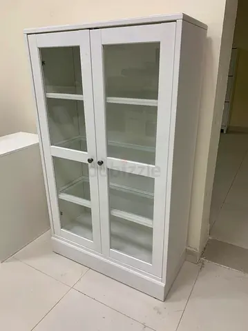 White 2‑Door Glass Display Cabinet — Good Condition