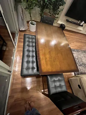 Home Centre- Delvin 6 seater Wooden Top Dining