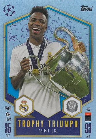 Match attax vini jr rare card Trophy Triumph UEFA Champions League football trading card