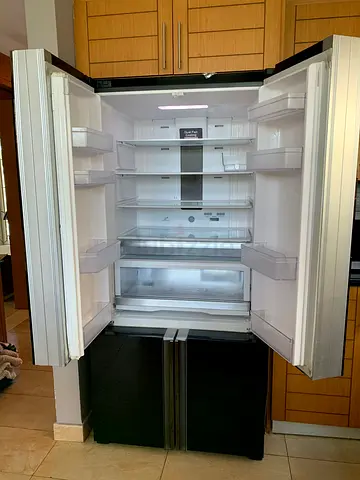 Free Delivery- Hitachi Black glass 4-Door Fridge With Bottom Freezer Latest Model Width 90cm