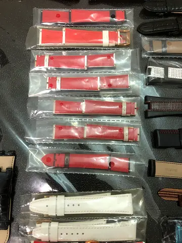 Genuine leather watch straps 50 numbers is excellent condition for sale.also included 5 steel.