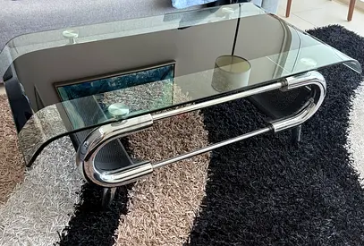 Stylish Clear Glass Bar Table with Chrome Frame