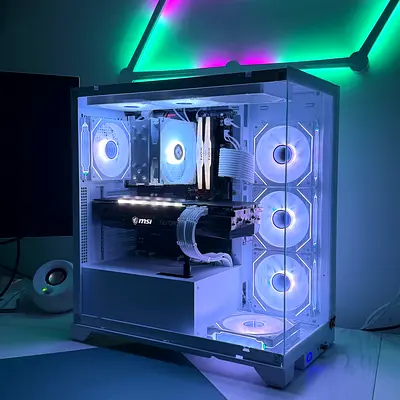 Aesthetic Ryzen 5 5600X RTX 3070 All White Gaming PC Rendering PC