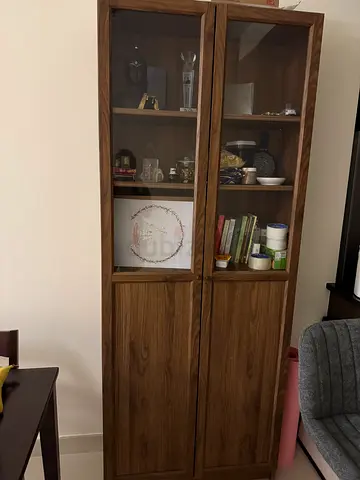 Stylish Brown Cabinet with Glass Doors
