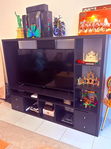 TV unit with shelves and drawers