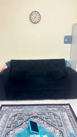 Black 3-Seater Velvet Sofa - Good Condition