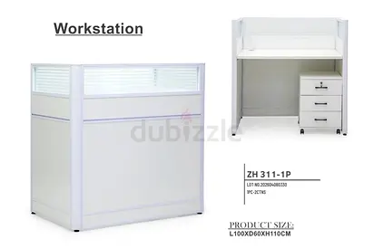 Modular 1-Person Office Workstation Cubicle — 100x60x110 cm with Mobile Pedestal