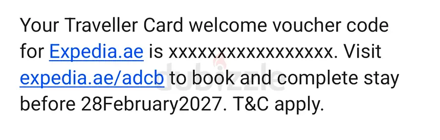 Expedia Hotel stay voucher worth Aed 2,000