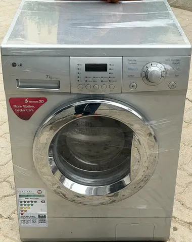 LG 7kg Front Load Washing Machine — Silver, Working Condition