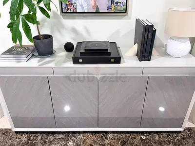 Modern Grey Sideboard / Cabinet with Grey Gloss Doors