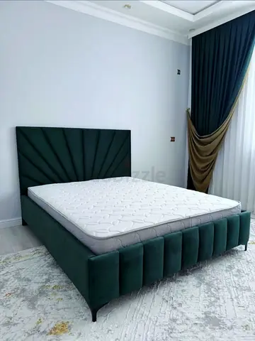 Elegant Green Upholstered Bed Frame