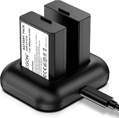 ENEGON LP-E10 Replacement Battery 1680mAh and Rapid Dual Charger for Canon EOS 1100D, 1200D, 1300D,1