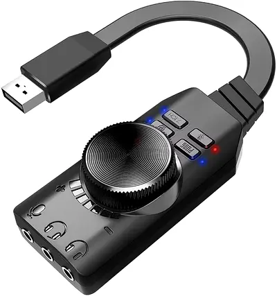 Plextone GS3 Mark II Virtual 7.1 Channel USB Sound Card Adapter, Microphone and 3.5mm Dual Headphone