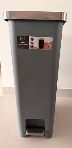 EKO tall slim step bin — grey pedal trash can (used, excellent condition)