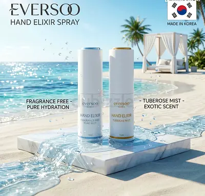 Eversoo Hand Elixir Spray Duo — Tuberose Mist  Fragrance-Free (Made in Korea)