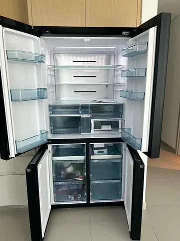 Hitachi Latest Model Glass 4-Door Fridge With Bottom Freezer Width 90cm