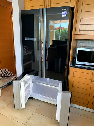 Hitachi Black glass 4-Door Fridge With Bottom Freezer Latest Model Width 90cm