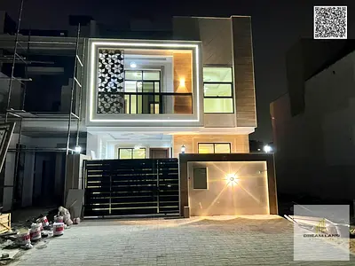 Luxury villa for sale in Al Yasmin area – modern design with a spacious rooftop | Freehold ownership | Includes registration and ownership fees